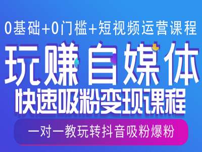 0基础+0门槛+短视频运营课程，玩赚自媒体快速吸粉变现课程，一对一教玩转抖音吸粉爆粉-爱资源库-最大的免费资源库Azyku.com