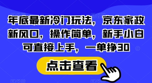 年底最新冷门玩法，京东家政新风口，操作简单，新手小白可直接上手，一单挣30【揭秘】-爱资源库-最大的免费资源库Azyku.com