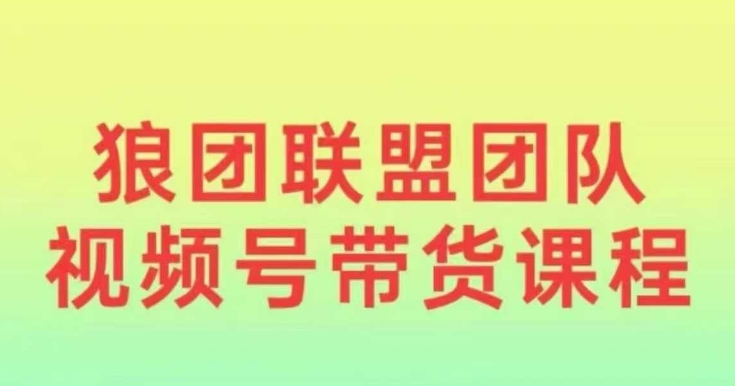 狼团联盟2024视频号带货，0基础小白快速入局视频号-爱资源库-最大的免费资源库Azyku.com