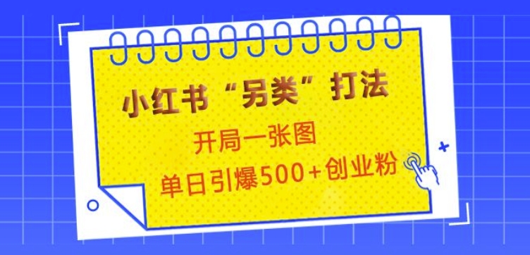 小红书“另类”打法，开局一张图，单日引爆500+精准创业粉【揭秘】-爱资源库-最大的免费资源库Azyku.com