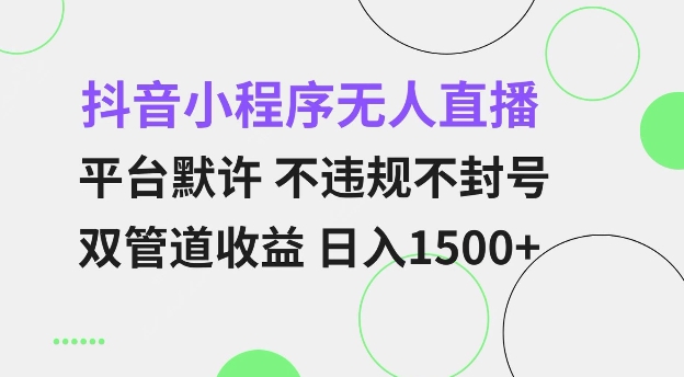 抖音小程序无人直播 平台默许 不违规不封号 双管道收益 日入多张 小白也能轻松操作【仅揭秘】-爱资源库-最大的免费资源库Azyku.com