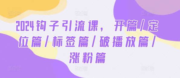 2024钩子引流课，开篇/定位篇/标签篇/破播放篇/涨粉篇-Azyku.com