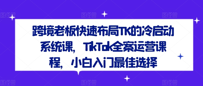 跨境老板快速布局TK的冷启动系统课，TikTok全案运营课程，小白入门最佳选择-Azyku.com