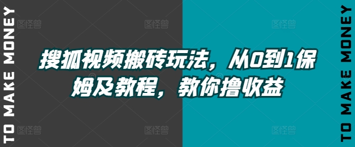 搜狐视频搬砖玩法，从0到1保姆及教程，教你撸收益-Azyku.com