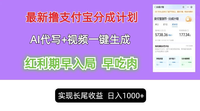 最新视频一键生成和AI代写撸支付宝创作分成，轻松日入1k-Azyku.com