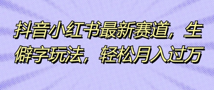 抖音小红书最新赛道，生僻字玩法，轻松月入过万-Azyku.com