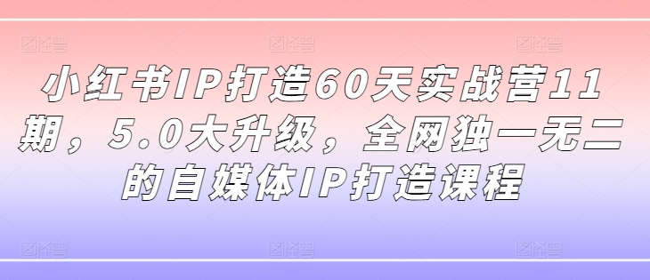 小红书IP打造60天实战营11期，5.0大升级，全网独一无二的自媒体IP打造课程-Azyku.com