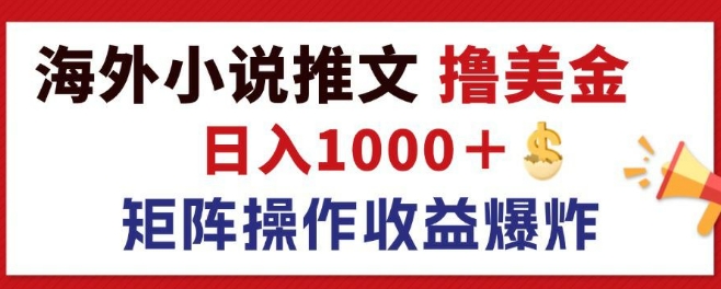 最新海外小说推文撸美金，日入1k+ 蓝海市场，矩阵放大收益爆炸-Azyku.com