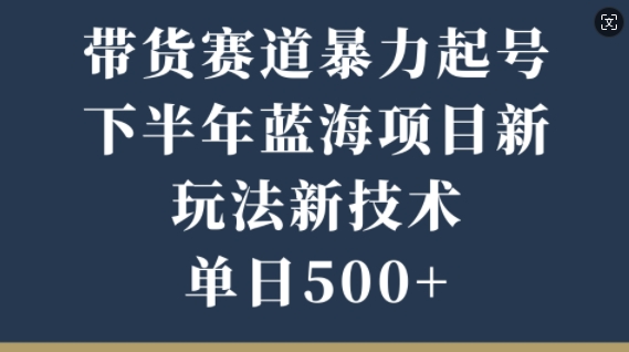 带货赛道暴力起号，下半年蓝海项目，新玩法新技术，单日500+-Azyku.com