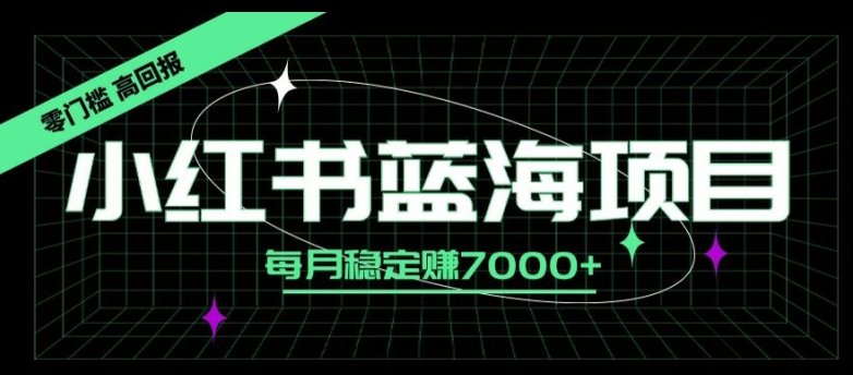 小红书蓝海项目，零门槛、高回报，每月稳定赚7000+-Azyku.com