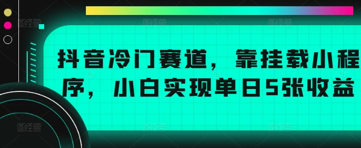 抖音冷门赛道，靠挂载小程序，小白实现单日5张收益-Azyku.com