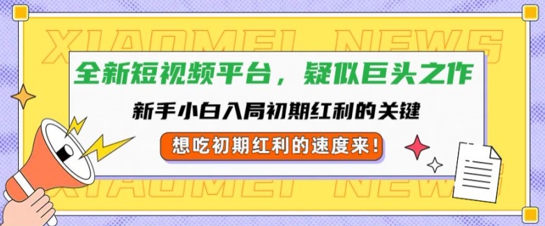 全新短视频平台，新手小白入局初期红利的关键，想吃初期红利的速度来-Azyku.com