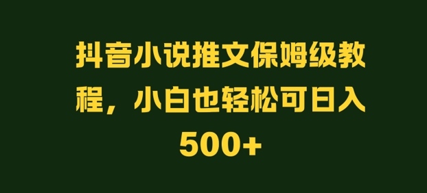 抖音小说推文保姆级教程，小白也轻松可日入500+-Azyku.com