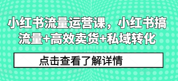 小红书流量运营课，小红书搞流量+高效卖货+私域转化-Azyku.com