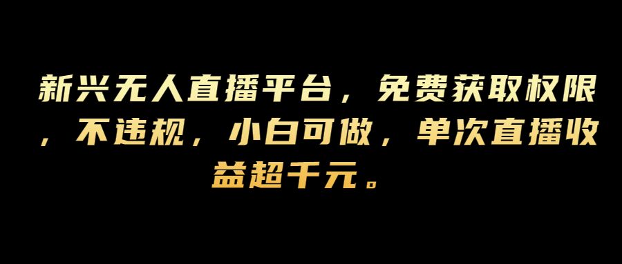 新兴无人直播平台，免费获取权限，不违规，小白可做，单次直播收益超千元-Azyku.com