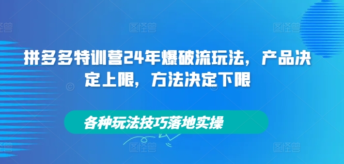 拼多多特训营24年爆破流玩法，产品决定上限，方法决定下限，各种玩法技巧落地实操-Azyku.com