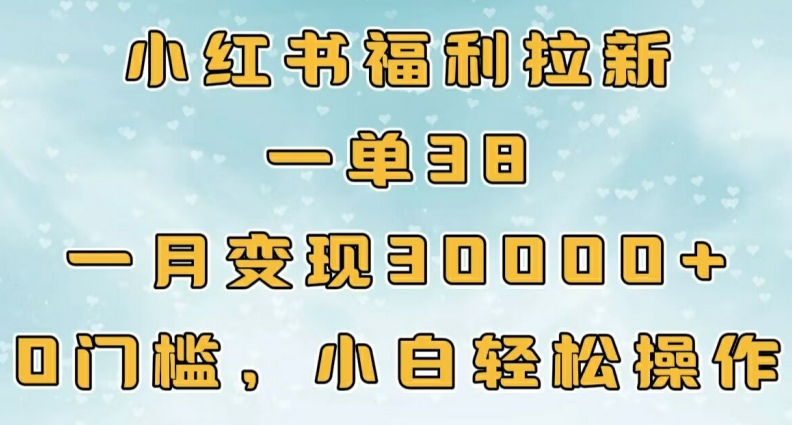 小红书福利拉新，一单38，一月3000+轻轻松松，0门槛小白轻松操作-Azyku.com