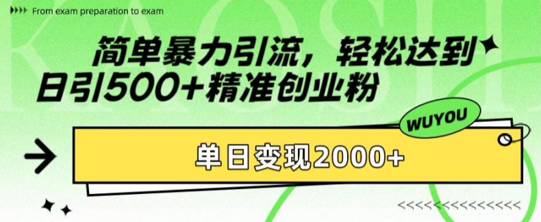 简单暴力引流，轻松达到日引500+精准创业粉，单日变现2k【揭秘】-Azyku.com