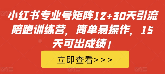 小红书专业号矩阵12+30天引流陪跑训练营，简单易操作，15天可出成绩!-Azyku.com