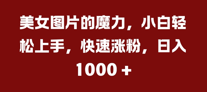 美女图片的魔力，小白轻松上手，快速涨粉，日入几张【揭秘】-Azyku.com