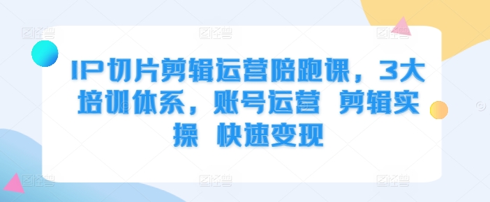 IP切片剪辑运营陪跑课，3大培训体系，账号运营 剪辑实操 快速变现-Azyku.com