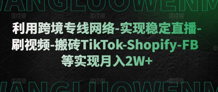 利用跨境专线网络-实现稳定直播-刷视频-搬砖TikTok-Shopify-FB等实现月入2W+【揭秘】-Azyku.com