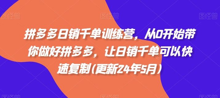 拼多多日销千单训练营，从0开始带你做好拼多多，让日销千单可以快速复制(更新24年10月)-Azyku.com