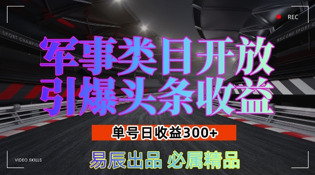 军事类目开放引爆头条收益，单号日入3张，新手也能轻松实现收益暴涨【揭秘】-爱资源库-最大的免费资源库Azyku.com