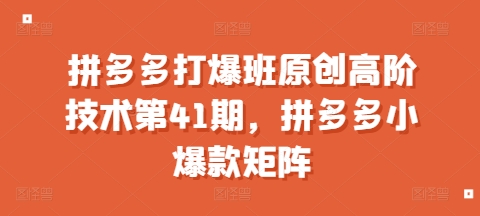 拼多多打爆班原创高阶技术第41期，拼多多小爆款矩阵-爱资源库-最大的免费资源库Azyku.com