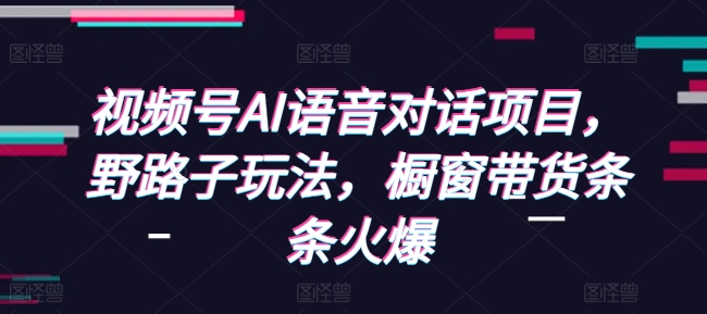 视频号AI语音对话项目，野路子玩法，橱窗带货条条火爆-爱资源库-最大的免费资源库Azyku.com