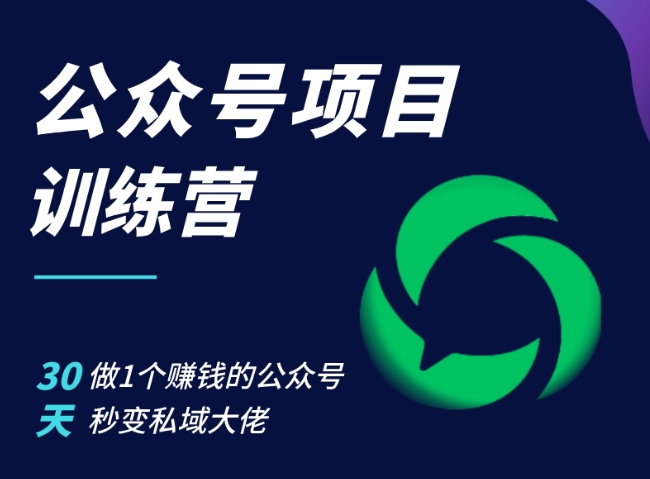 公众号项目训练营，30天做1个赚钱的公众号，秒变私域大佬-爱资源库-最大的免费资源库Azyku.com