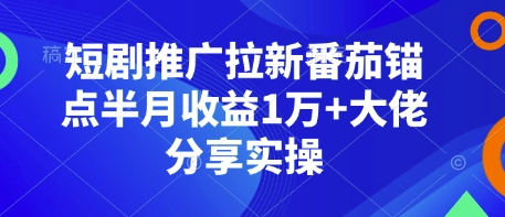 短剧推广拉新番茄锚点半月收益1万+大佬分享实操-爱资源库-最大的免费资源库Azyku.com