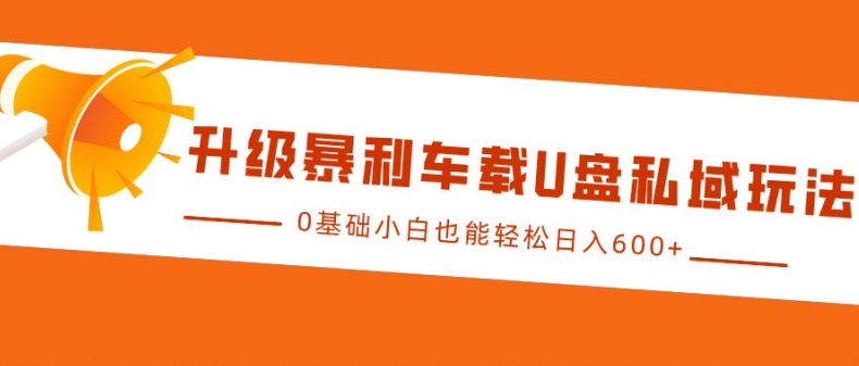 升级暴利车载U盘私域玩法，0基础小白也能轻松日入多张【揭秘】-爱资源库-最大的免费资源库Azyku.com