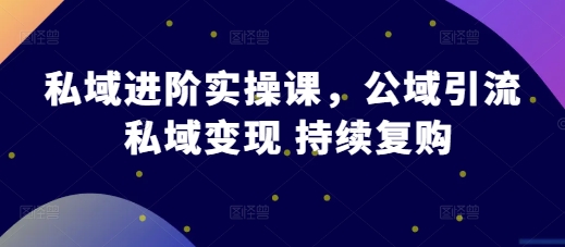 私域进阶实操课，公域引流 私域变现 持续复购-爱资源库-最大的免费资源库Azyku.com