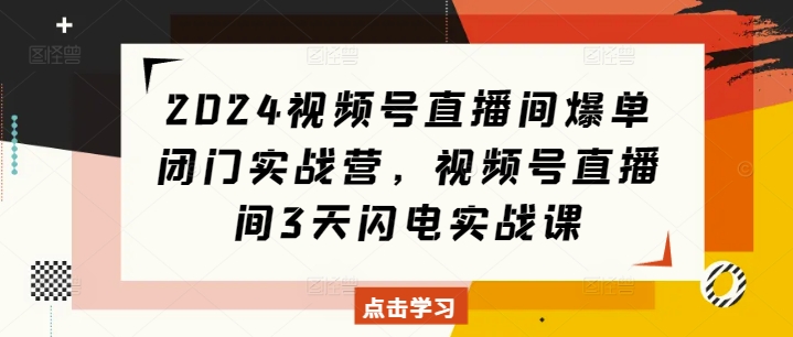 2024视频号直播间爆单闭门实战营，视频号直播间3天闪电实战课-爱资源库-最大的免费资源库Azyku.com